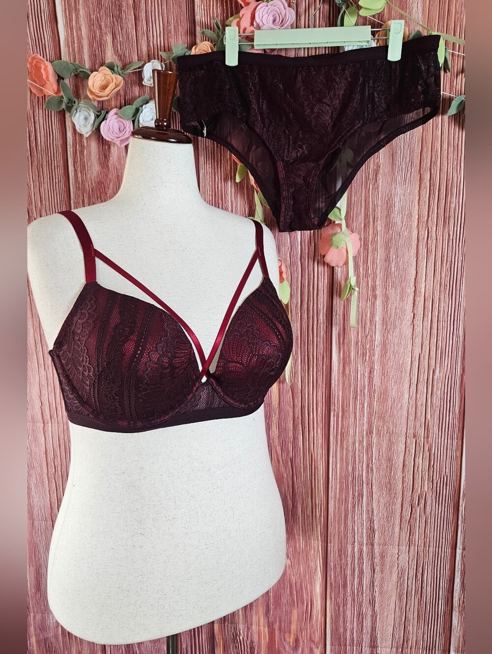 NWOT Adore Me Strappy Bra 38DDD Panty 1X Set